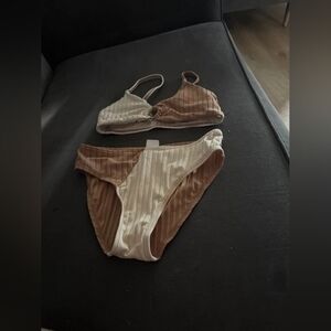 SHEIN Brown and Cream Bikini Set
